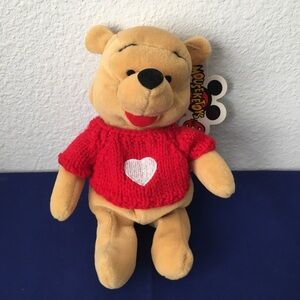 Vintage Winnie The Pooh With Red Sweater Toy From Mouseketoys